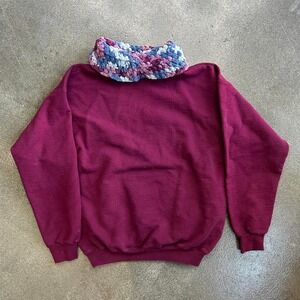 Vintage Burgundy Crochet Size Small Turtleneck Sweatshirt Crewneck